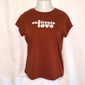 UNIVERSAL THREAD Rust Cultivate Love Retro Look Short Sleeve Tee L
